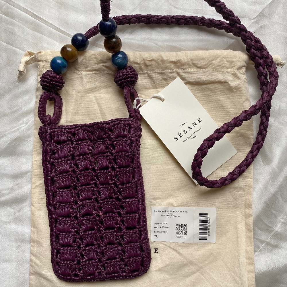 NWT 'Tasha' Raffia & Beaded Crossbody Pouch